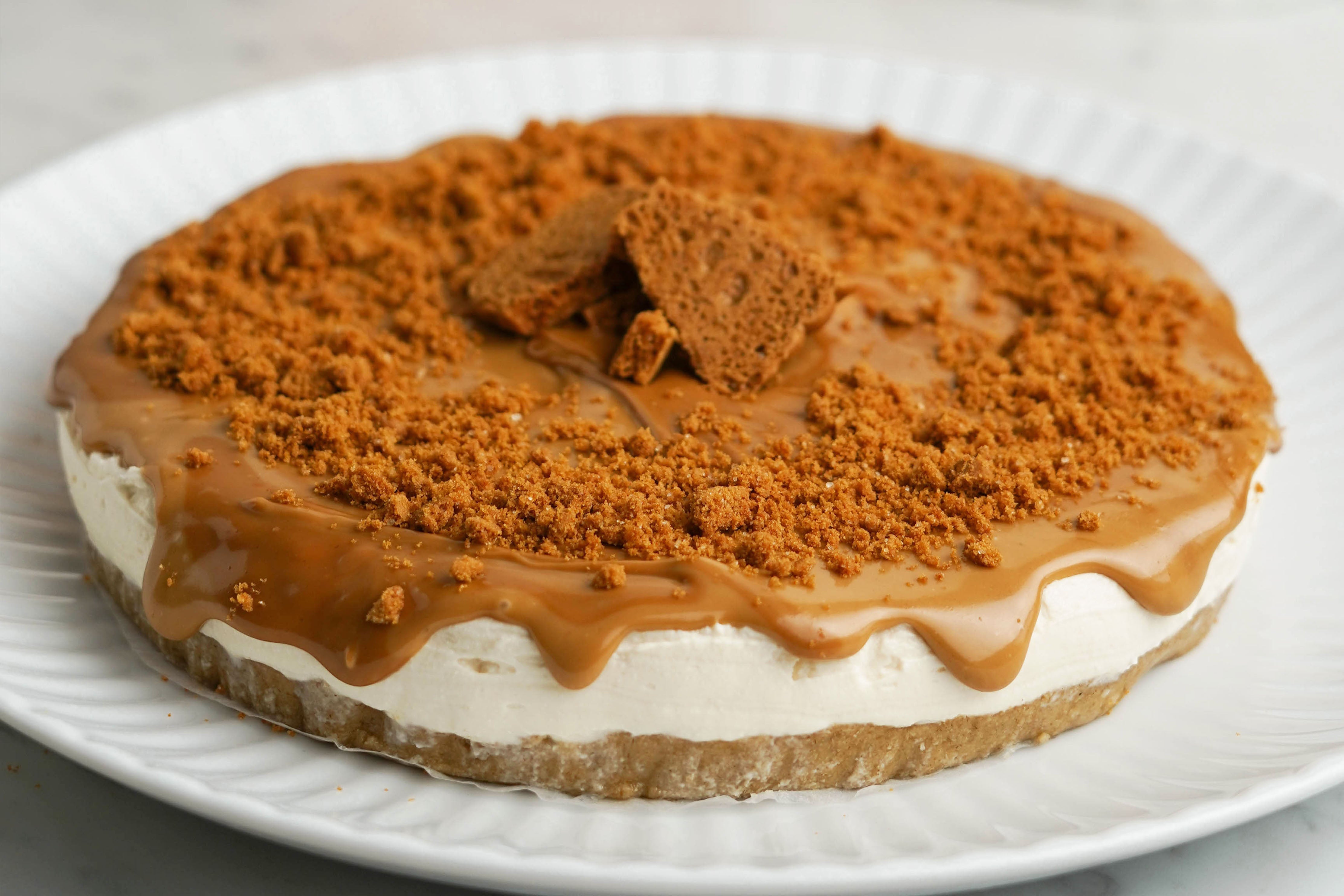 Cheesecake Fit Speculoos e Caramello: Senza Zuccheri Aggiunti, Cremosa e Profumata di Biscotto